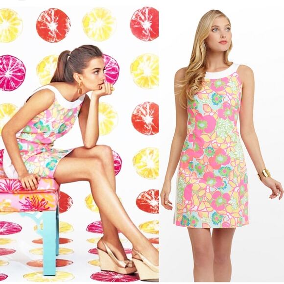 Lilly Pulitzer Darcy Ice Cream Social Floral Sleeveless Shift Dress  Size 10 - Picture 1 of 12